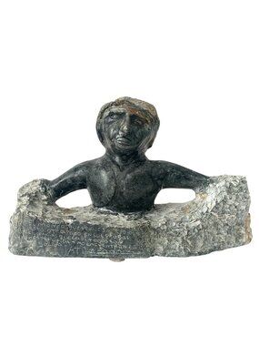 Vintage Soapstone Hand Carved Sculpture Signed "Trapped" Spanish